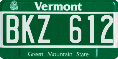 VT license plate BKZ612