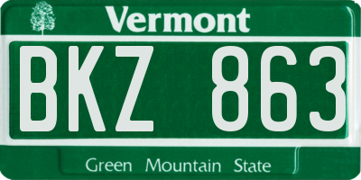 VT license plate BKZ863
