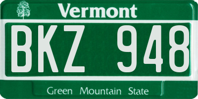 VT license plate BKZ948
