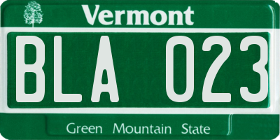 VT license plate BLA023