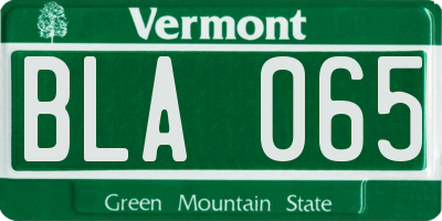VT license plate BLA065