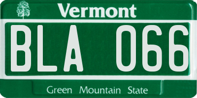 VT license plate BLA066