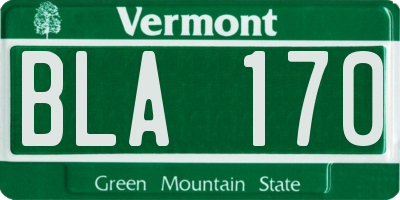VT license plate BLA170