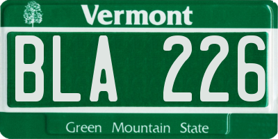 VT license plate BLA226