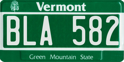 VT license plate BLA582