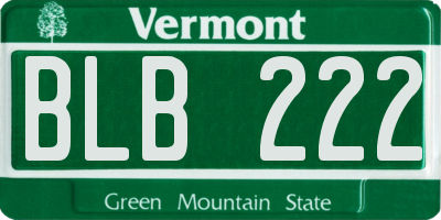 VT license plate BLB222