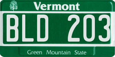 VT license plate BLD203
