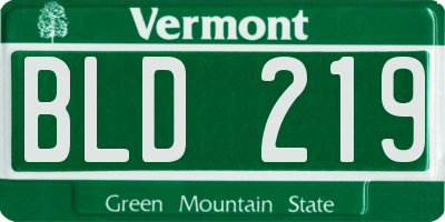 VT license plate BLD219