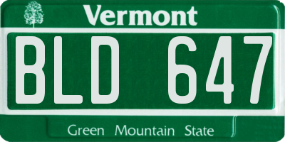 VT license plate BLD647