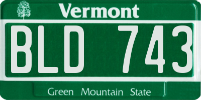 VT license plate BLD743