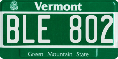 VT license plate BLE802