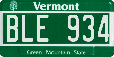 VT license plate BLE934