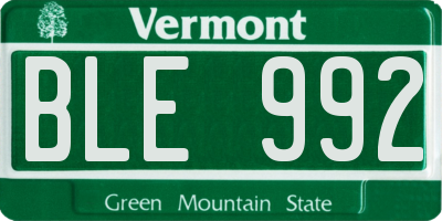 VT license plate BLE992
