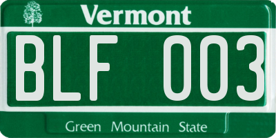 VT license plate BLF003