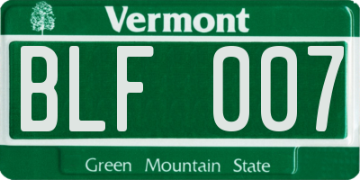 VT license plate BLF007