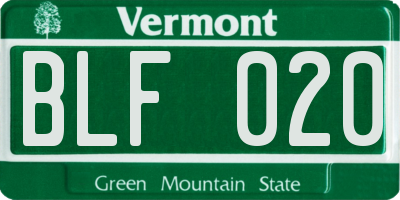 VT license plate BLF020