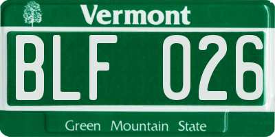 VT license plate BLF026
