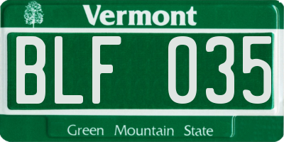 VT license plate BLF035