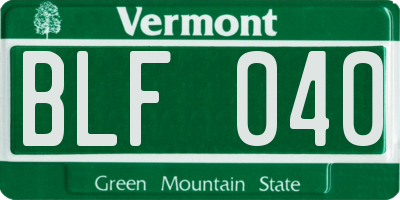 VT license plate BLF040