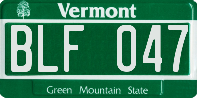 VT license plate BLF047