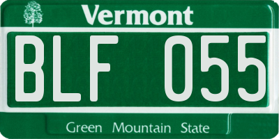 VT license plate BLF055
