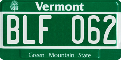 VT license plate BLF062