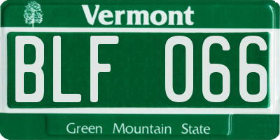 VT license plate BLF066
