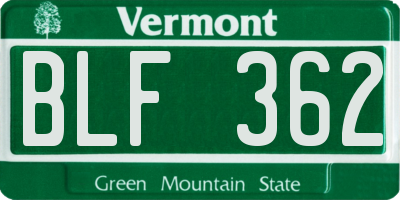VT license plate BLF362