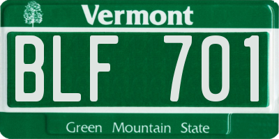 VT license plate BLF701