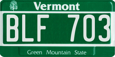 VT license plate BLF703