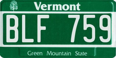 VT license plate BLF759