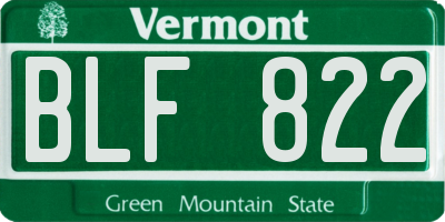 VT license plate BLF822