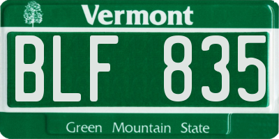VT license plate BLF835