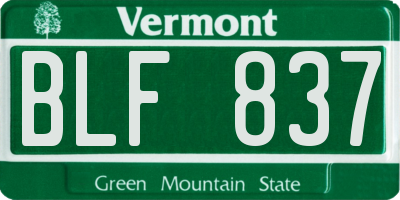 VT license plate BLF837