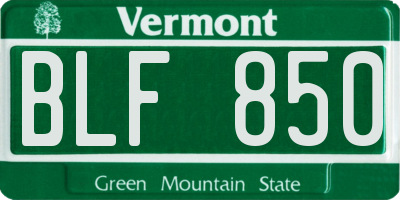 VT license plate BLF850