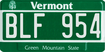 VT license plate BLF954
