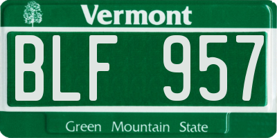 VT license plate BLF957
