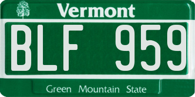 VT license plate BLF959