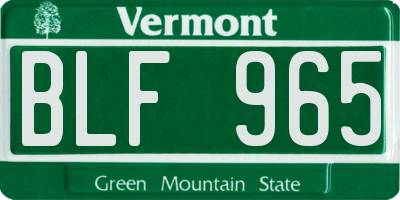 VT license plate BLF965