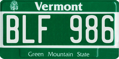 VT license plate BLF986