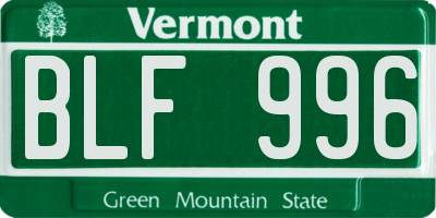 VT license plate BLF996