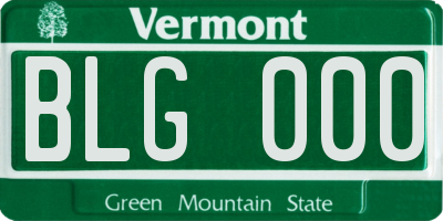 VT license plate BLG000