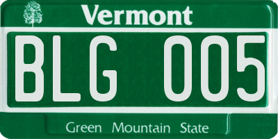VT license plate BLG005