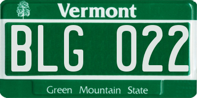 VT license plate BLG022