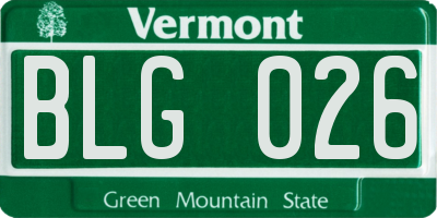 VT license plate BLG026