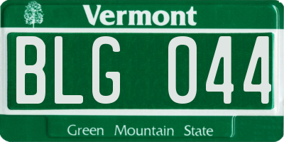 VT license plate BLG044