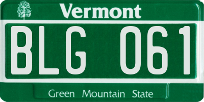 VT license plate BLG061