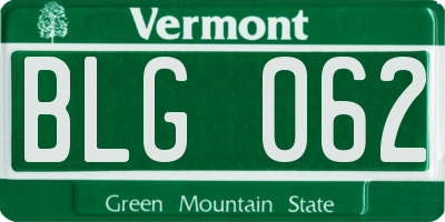 VT license plate BLG062