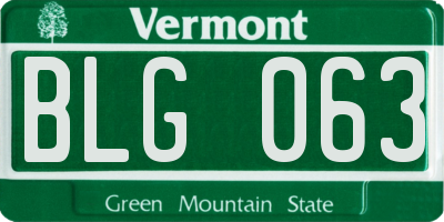 VT license plate BLG063