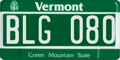 VT license plate BLG080